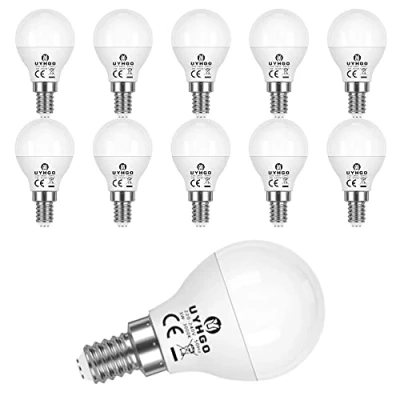 Afbeelding van UYHGO 10 x E14 led golfbal P45, 3 W (komt overeen met 25 W), warm wit, niet dimbaar