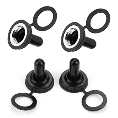 Afbeelding van Wipschakelaar afdekkappen van rubber, waterdicht, 12 mm, zwart, 20 stuks