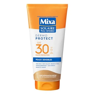 Afbeelding van Mixa Zonnemelk voor de gevoelige huid, zonnemelk, hoge bescherming, SPF30, UVA, lang, UVB, kinderen en volwassenen, waterbestendig, hypoallergeen, geurloos, 175 ml