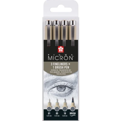Afbeelding van Fineliner Sakura Pigma Micron koelgrijs set 4 maten