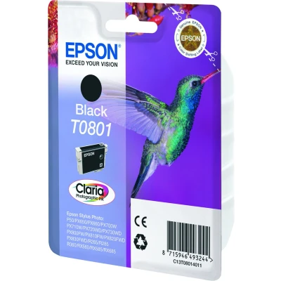 Afbeelding van Epson T0801 (C13T08014010) Inktcartridge Zwart