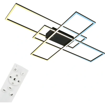 Afbeelding van Briloner Roami LED plafondlamp 3931015 Dimbaar Afstandsbediening Geheugenfunctie Nachtlichtfunctie CCT kleurtemperatuurregeling 104 x 71 9,5 cm Zwart