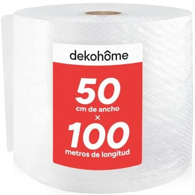 Afbeelding van Dekohome Plastic bubbelfolie verpakking, 50 cm breed en 100 m lang, perfect voor breekbare voorwerpen, verhuizing, verpakking verzending