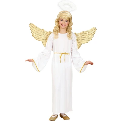 Afbeelding van Widmann Engel Kostuum Met Aureool Angel Dust Meisje Wit / Beige Maat 104 Carnavalskleding Verkleedkleding
