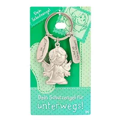 Afbeelding van Depesche 7518 009 metalen beschermengel sleutelhanger met geluksbeschermengel en liefdesboodschap voor familie, vrienden kennissen