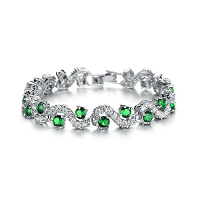 Afbeelding van Crystalline Azuria Tennisarmband, 18 karaat witgoud verguld, cirkel, kristallen, zirkonia, sieraden voor dames en meisjes, Glas, Kristal