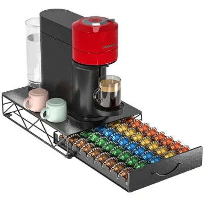 Afbeelding van HFHOME Koffiepadhouder van metaal voor 50 Nespresso Vertuo capsules en Dolce Gusto pads lade organizer Vertuoline koffiezetapparaat