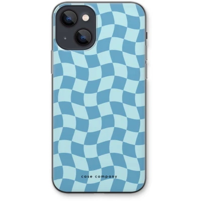Afbeelding van Case Company® hoesje geschikt voor iPhone 13 Grid Blauw Soft Cover Telefoonhoesje Bescherming aan alle Kanten en Schermrand