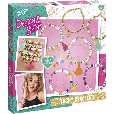 Afbeelding van Totum 6 trendy geluks armbandjes maken Design &amp; Shine lucky Bracelets met 800+ disc heishi kralen en speciale hart ster bedels Happy sieraden pakket
