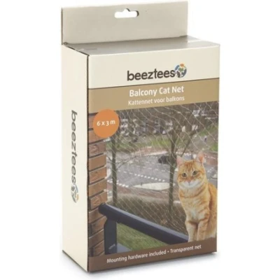 Afbeelding van Kattennet voor balkon transparant 6x3 m