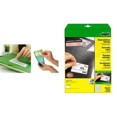 Image de sigel Etiquettes multiusages, enlevables, 63,5 x 29,6 mm, sur 25F A4