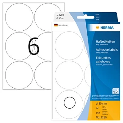 Image de HERMA étiquettes multi usage, diamètre: 50 mm, blanc rond, grand paquet contenu: 192 pièces 2280