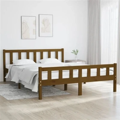 Afbeelding van Bedframe massief hout honingbruin 150x200 cm 5FT King Size