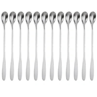 Afbeelding van Intirilife set van 12 lange roestvrijstalen lepels Lengte 18,9 cm Voor latte macchiato, cocktails, desserts en meer