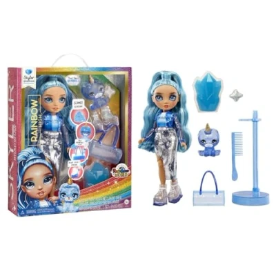 Afbeelding van Rainbow High Klassieke Modepop 28 cm Skyler (blauw) Met slijmset en diertje