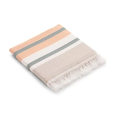 Afbeelding van GAMUSI Fouta Pareo Strandhanddoek, licht, gestreept, 90 x 180 cm, mosterdkleurig