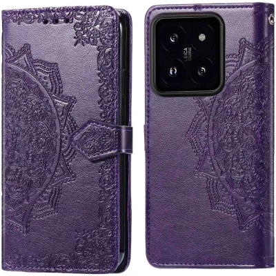 Afbeelding van imoshion Hoesje Geschikt voor Xiaomi 14T Met Pasjeshouder Mandala Bookcase Paars