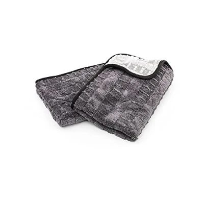 Afbeelding van The Rag Company Gauntlet Set van 2 Koreaanse microvezel drooghanddoeken 70/30, ontworpen voor snelle absorptie, 900 g/m², 38,1 x 61 cm, ijsgrijs + grijs