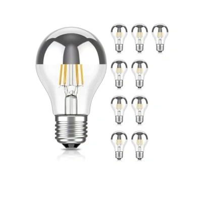 Afbeelding van ledscom.de 10 ledlampen E27, A60, warmwit (2700 K), 4,1 W, 461 lm, hoofdspiegel (zilver)