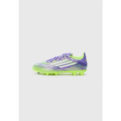 Afbeelding van adidas Performance F50 League Voetbalschoenen met kunststof noppen voor kinderen, Maat: 35.5, Purple rush/white/lucid lemon Kunststof/ textiel