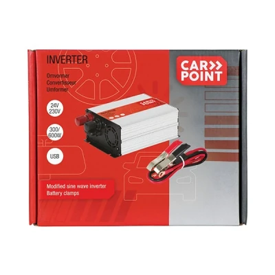 Afbeelding van Carpoint Omvormer 24V&gt;230V 300W accuklemmen 0510355
