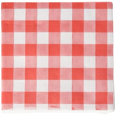 Afbeelding van MORIGAMI Servetten 40 x 40, 2 lagen, 1/4 vouwen, 50 servetten, puntpunt, rood geruit (SER42117651)