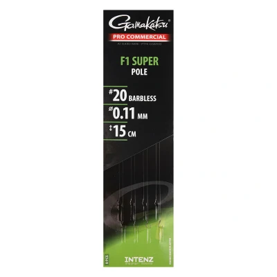 Afbeelding van Gamakatsu Pro Commercial Coars F1 Super Pole Barbless 15cm (8pcs) Maat : haak 20 0.11mm