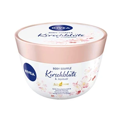 Afbeelding van NIVEA Body soufflé kersenbloesem en jojoba olie (200 ml) lichaamsverzorging voor 24 uur vocht lotion droge zeer huid