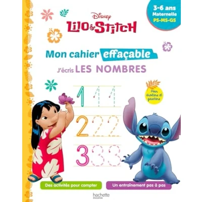Afbeelding van LILO ET STITCH MON CAHIER EFFACABLE J&#039;ECRIS LES NOMBRES 3 6