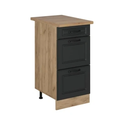 Afbeelding van Vicco Keukenonderkast R Line, Antraciet landhuis/Krachtige eik goud, 40 cm met laden, WB