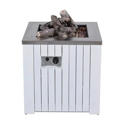 Afbeelding van Cozy Living sfeerhaard Faro mat white aluminium 80x80 cm Garden Impressions