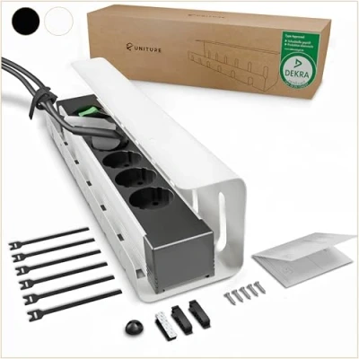 Afbeelding van UNITURE Kabelgoot Wit 40cm Bureau Kabel Organiser onder Management, Goot, Kabelbeschermer, Kabelhouder