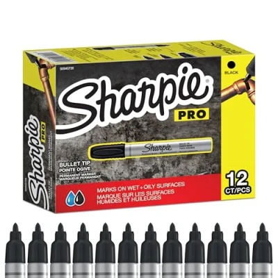 Afbeelding van SHARPIE Pro Marker, medium punt, rond, zwart, 12 stuks