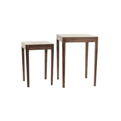 Afbeelding van Light &amp; Living Bijzettafel STIJN Ø38x53cm Bruin Set van 2