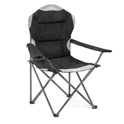Afbeelding van Hyfive Luxe opvouwbare campingstoelen met bekerhouder hoge rugleuning, zwart, 1 stoel