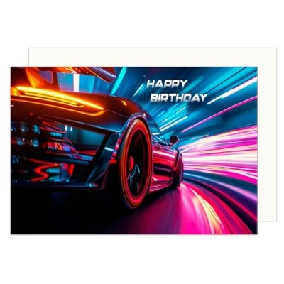 Afbeelding van Edition Seidel G3535 SW024 Premium verjaardagskaart met envelop, Happy Birthday, raceauto, heren en dames, sportwagen