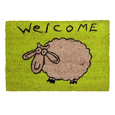 Afbeelding van Voetmat kokos schaap deurmat 40x60 cm antibacteriële ingangsmat kokosmat met vinylrug natuurlijk materiaal 100%