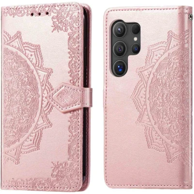 Afbeelding van imoshion Hoesje Geschikt voor Samsung Galaxy S25 Ultra Met Pasjeshouder Mandala Bookcase Rosé Goud