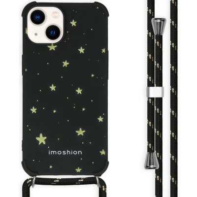 Afbeelding van iMoshion Hoesje met Koord Geschikt voor iPhone 14 Design Goud / Stars Gold