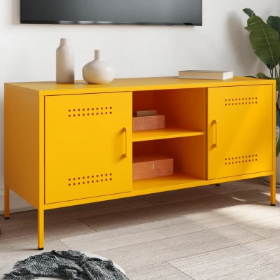Afbeelding van Tv meubel 100,5x39x50,5 cm staal mosterdgeel
