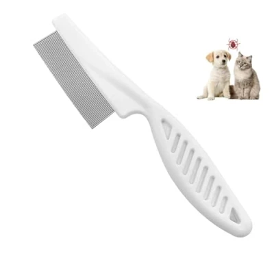 Afbeelding van Skythrive Vlooienkam voor honden en katten, huisdierkam tegen luizen, hondenborstel, metaal, extra dun, met kunststof handvat, kittens, puppy&#039;s, huisdieren