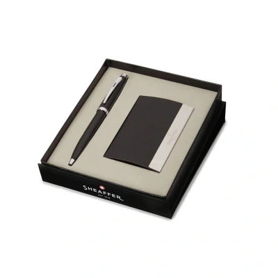 Afbeelding van Giftset Sheaffer 100 Glossy Black CT &amp; Business Card Holder