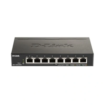 Afbeelding van D Link DGS 1100 08PV2 Gigabit PoE Smart Switch met 8 poorten, 64 W budget, 802.3af/at, VLAN ondersteuning, Layer 2 functies, QoS, 802.3az EEE, zonder ventilator