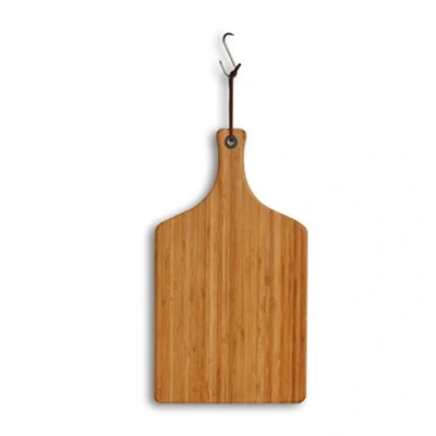Afbeelding van Bamboe houten snijplank/serveerplank met handvat 44 x 25 cm Snijplanken Serveerplanken van bamboehout