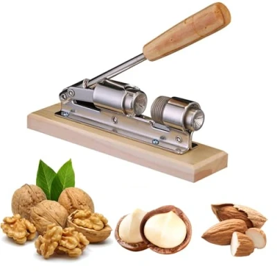 Afbeelding van Pecan notenkraker, walnotenkraker, walnootkraker, hazelnoottang, openen gereedschap met houten basis, handmatige notenkraker voor amandelwalnoten, macadamia noten, parannoten