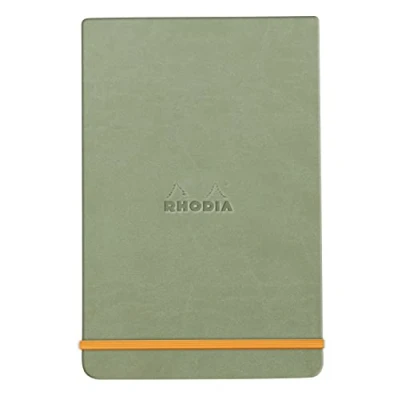 Afbeelding van RHODIA 194355C hardcase webnotepad Celadon A6 gelinieerd 192 pagina&#039;s afneembaar licht ivoorkleurig papier 90 g/m? bladwijzer, elastische sluiting envelop van kunstleer Rhodiarama