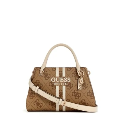 Afbeelding van GUESS Handtas Schoudertas Noelle II Luxury Satchel Bag Latte Logo Lichtbruin