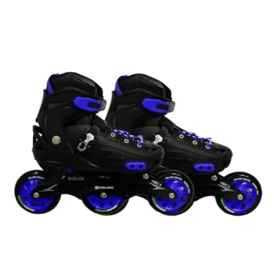Afbeelding van Endless EL1033 Inline Verstelbare Schaatsen Medium Maat 34 EUR (UK 1.5) 38 5) voor 6 tot 12 Jaar Blauw Aluminium Chassis en 100 mm PU Drie Wielen Met ABEC 9 Lagers Binnen Buiten