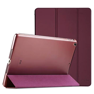 Afbeelding van ProCase Hoes voor iPad 9,7 inch Case, 6e 2018 / 5e 2017 Shockproof Hoesje Beschermhoes Smart Folio Cover Case met Translucent Back Wijn