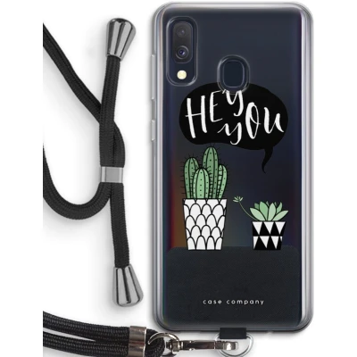 Afbeelding van Case Company® hoesje met Koord geschikt voor Samsung Galaxy A40 Hey you cactus Telefoonhoesje Zwart Bescherming aan alle Kanten en Over de Schermrand